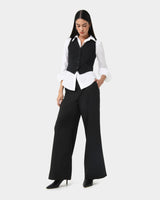 Safira Tailored Vest in black — full-length view
