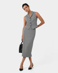 Rein Houndstooth Tailored Vest — full-length view