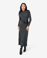 Bambi Knit Midi Dress in charcoal — full-length view