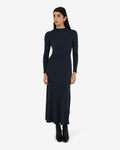 Bambi Knit Midi Dress in navy — full-length view