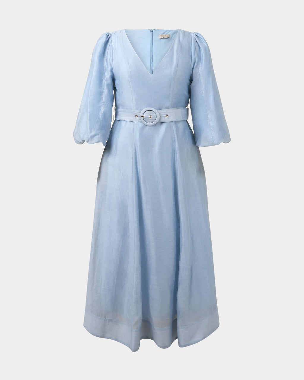 Marlie Puff Sleeve Midi Dress in ash blue — product-only view