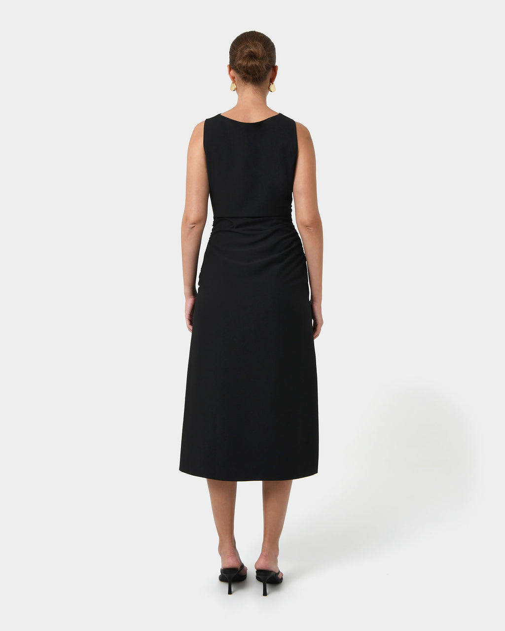 Serena Cowl Neck Dress in black — back view