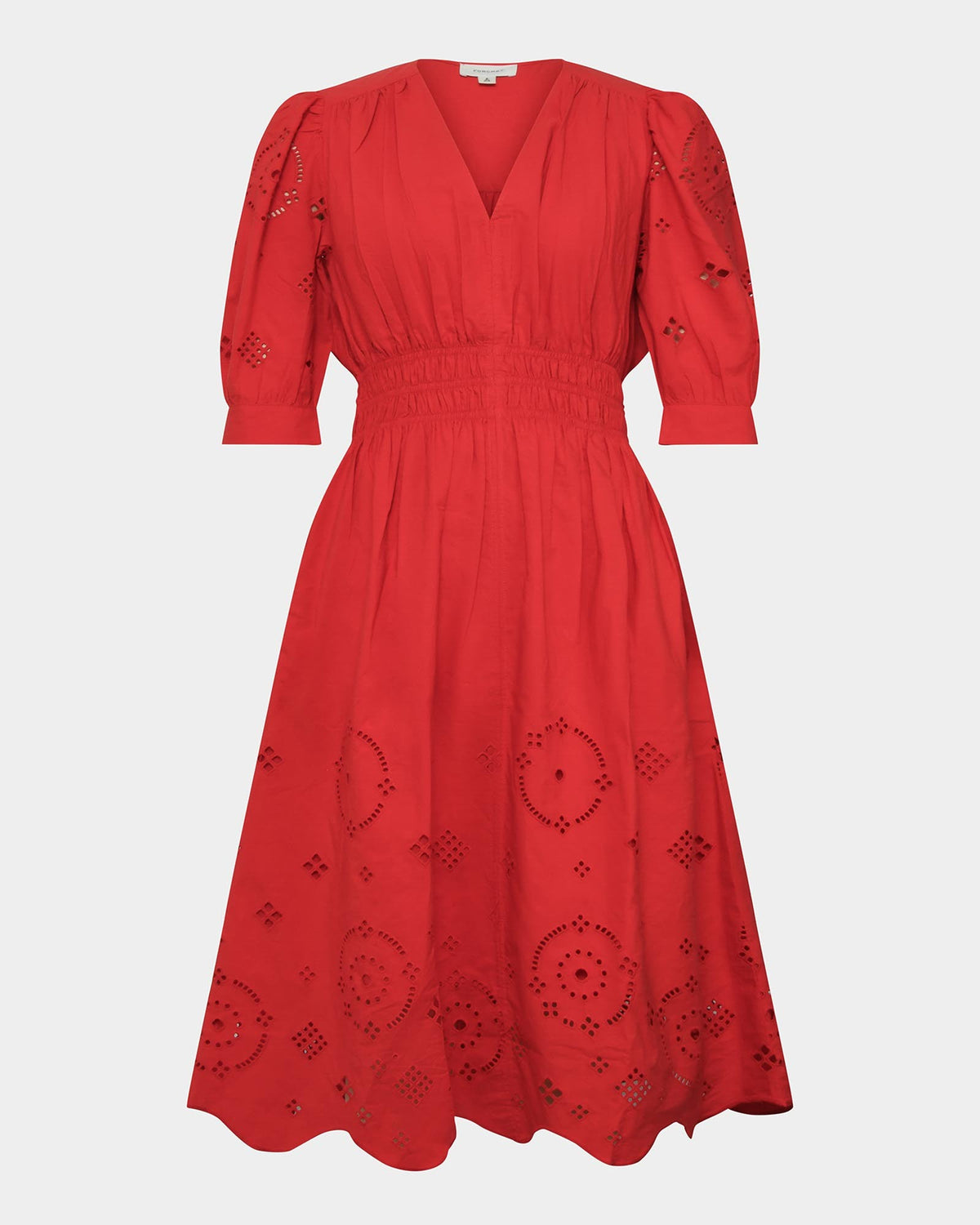 Ali Embroidered Dress in fiesta red — product-only view