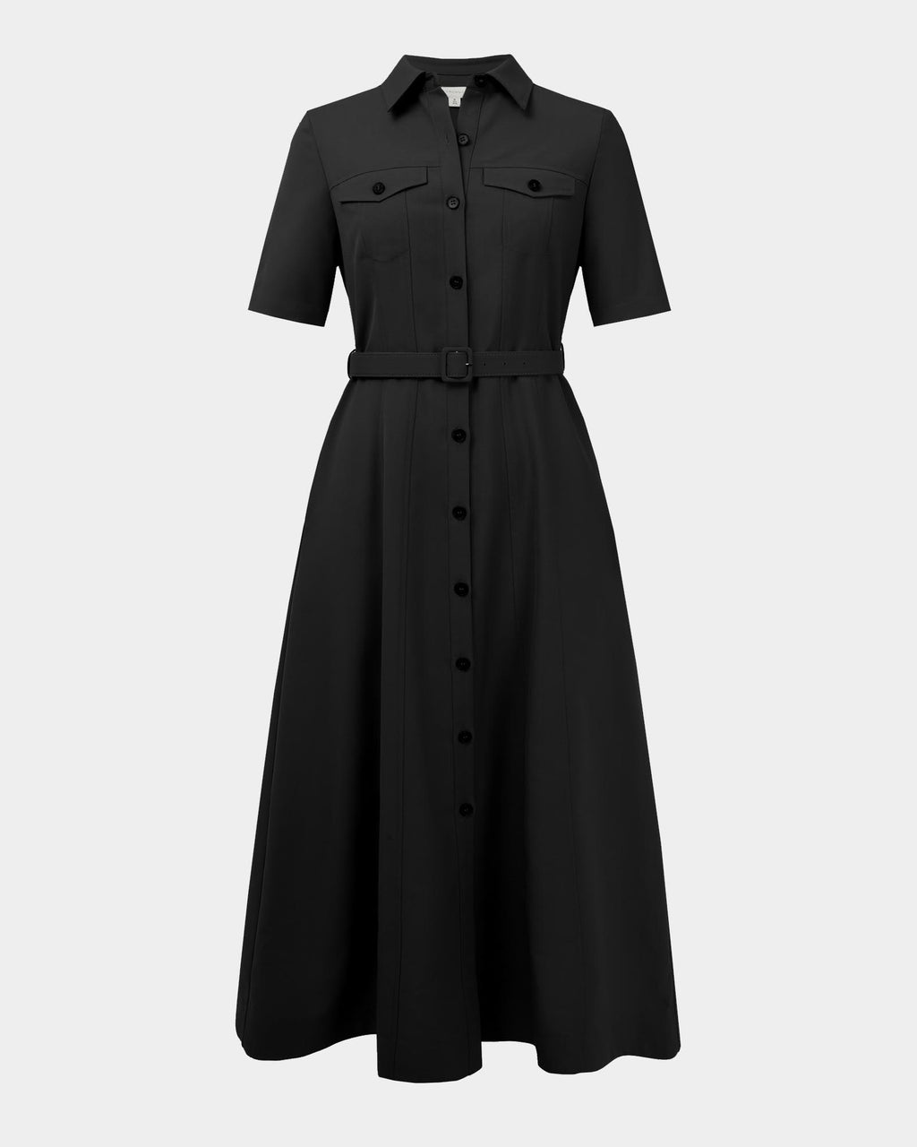 Amera Belted Utility Dress in black — product-only view
