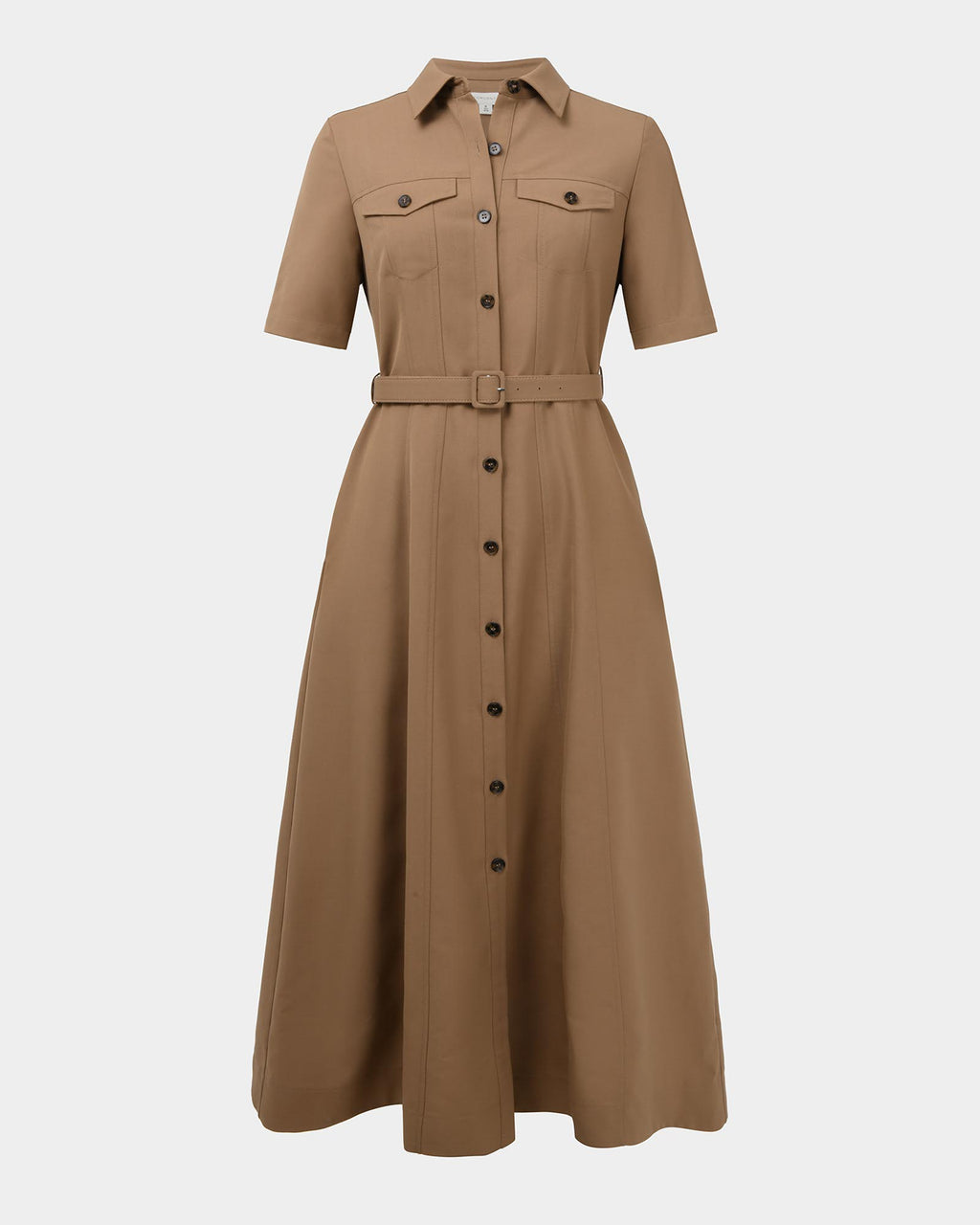 Amera Belted Utility Dress in wood smoke — product-only view