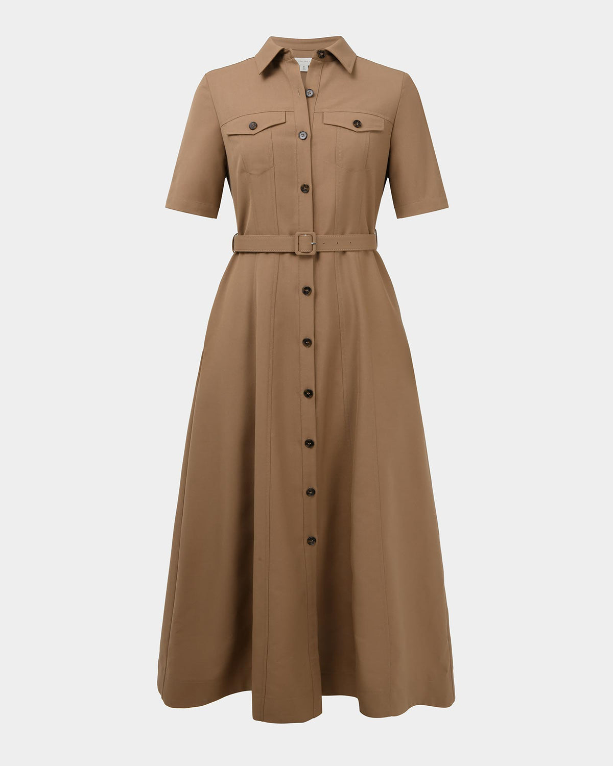 Amera Belted Utility Dress in wood smoke — product-only view