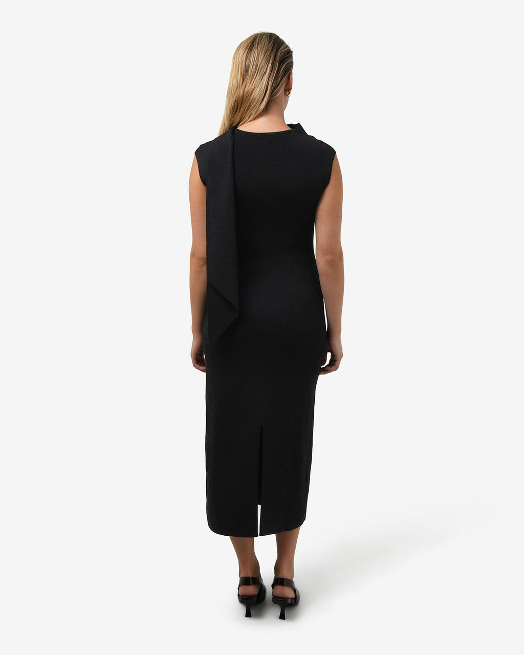 Byron Scarf Knit Dress in black — back view