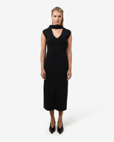 Byron Scarf Knit Dress in black — full-length view