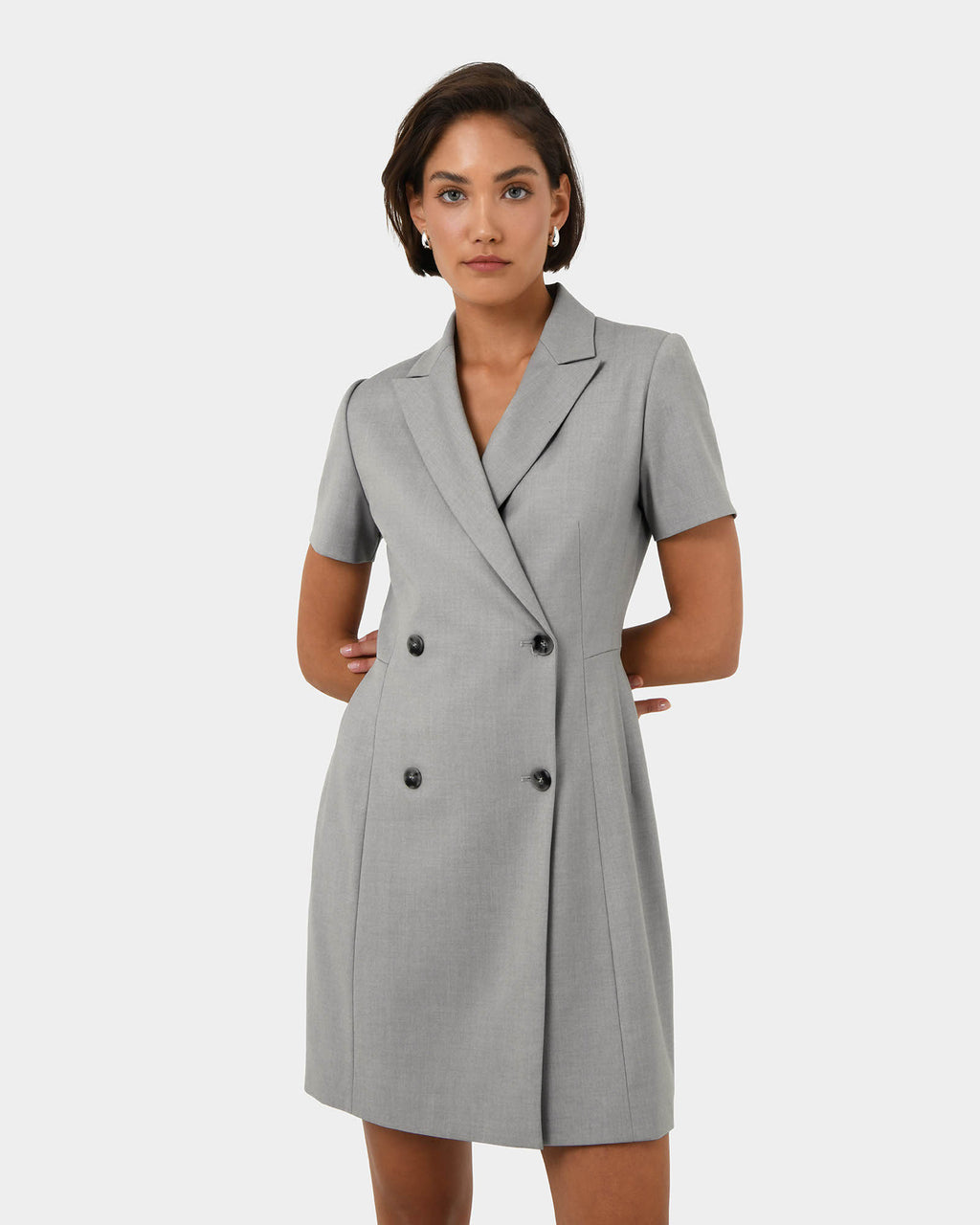 Chloe Suit Dress in grey — close-up view