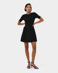 Leona Panel Knit Dress in black — full-length view