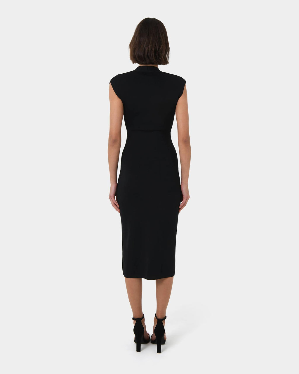Ani Cross Over Knit Dress in black — back view