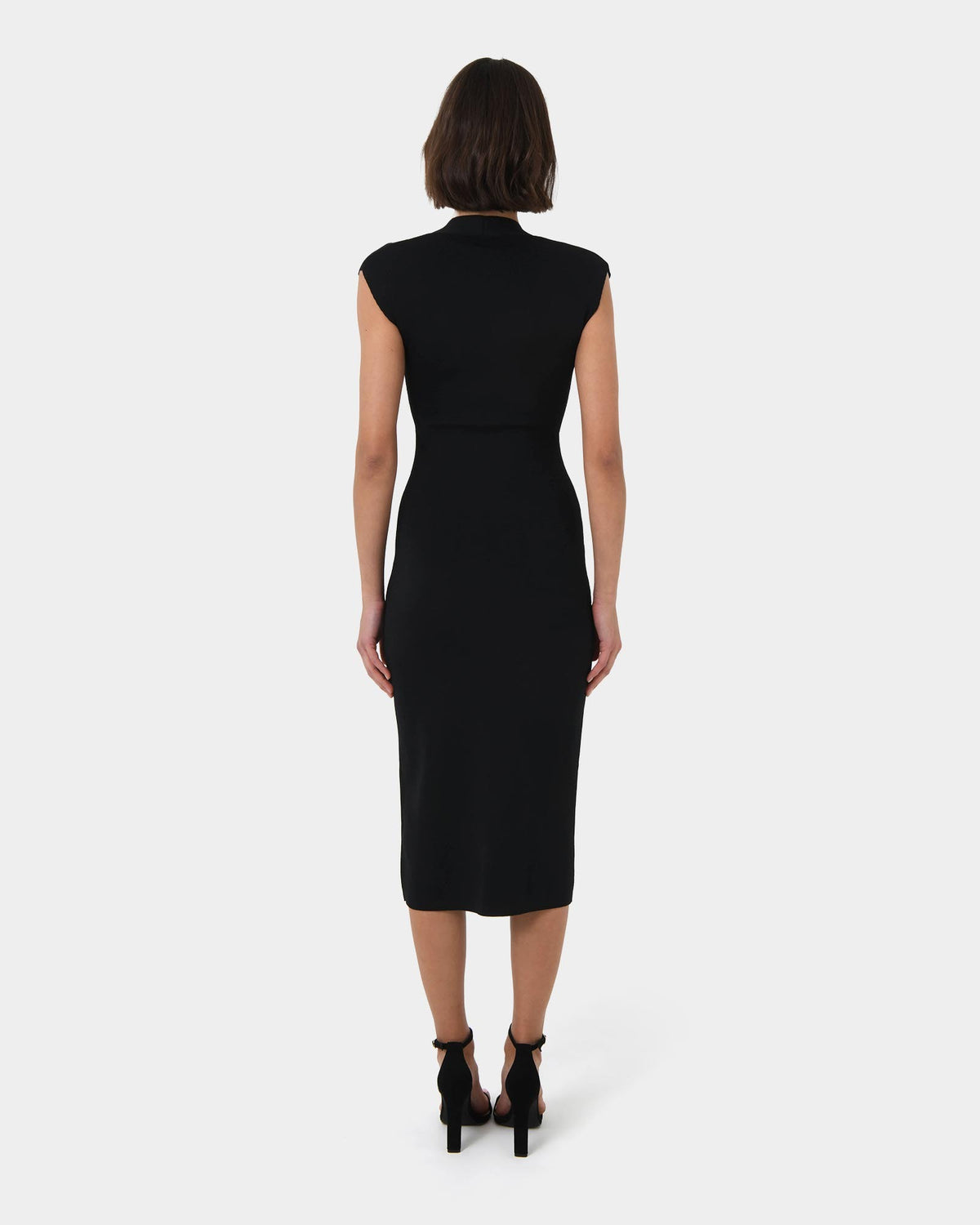 Ani Cross Over Knit Dress in black — back view