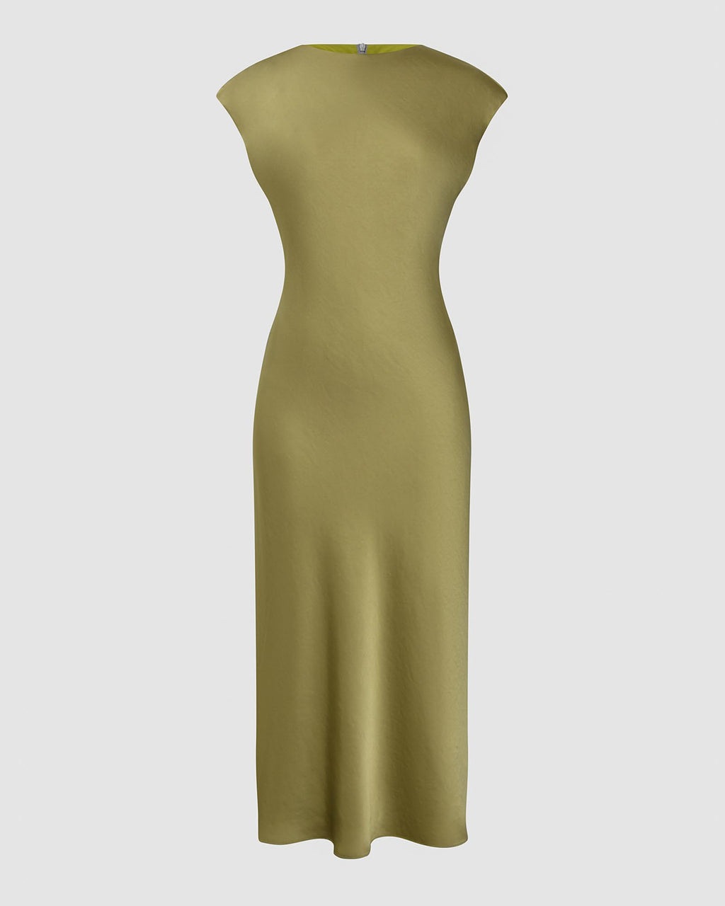 Dulce Satin Midi Dress in olive — product-only view