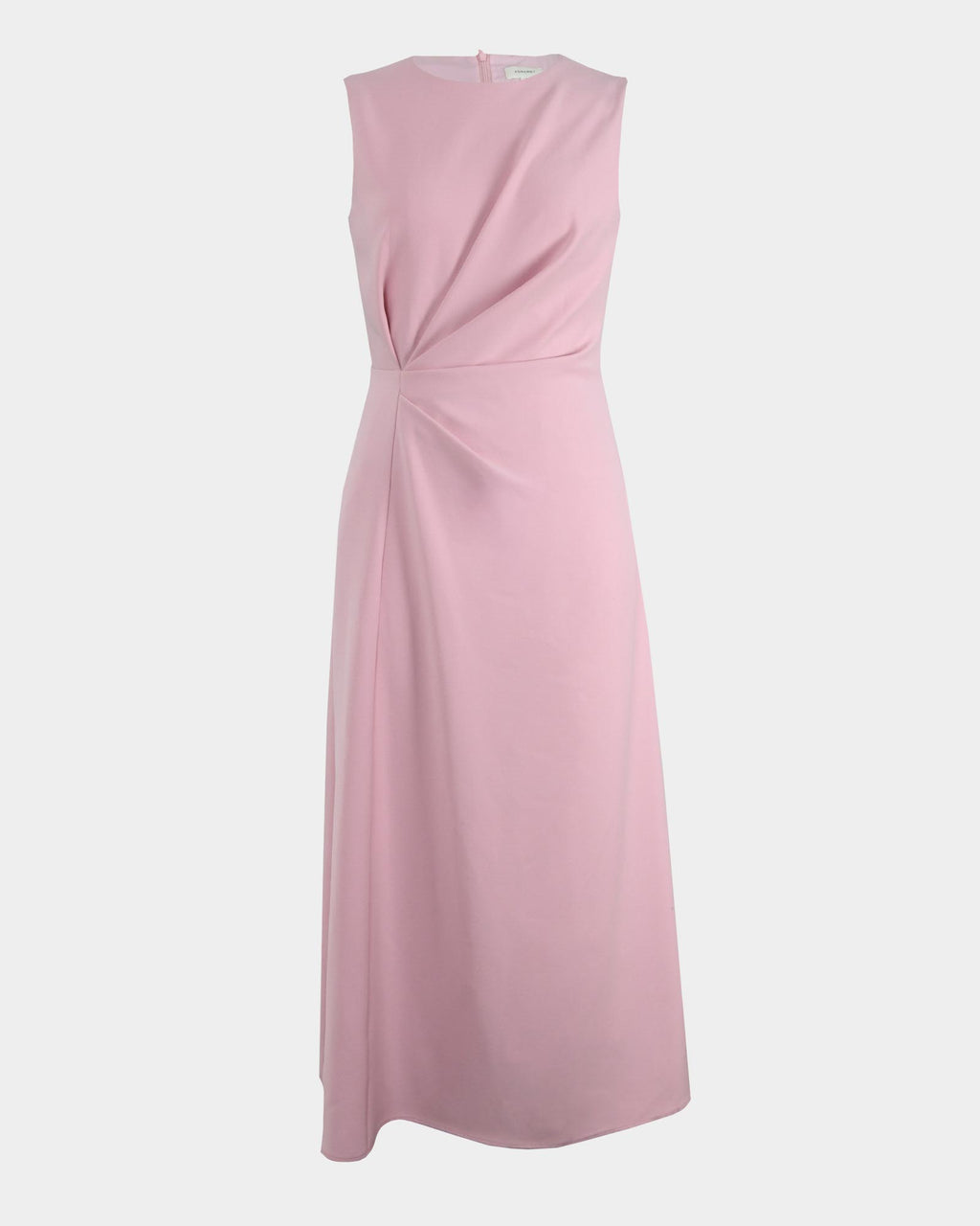 Demi Ruched Midi Dress in pastel pink — product-only view