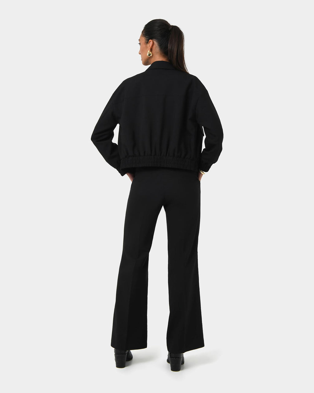 Amera Bomber Jacket in black — back view