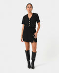 Carmen Tweed Crop Jacket in black — full-length view