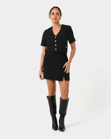 Carmen Tweed Crop Jacket in black — full-length view