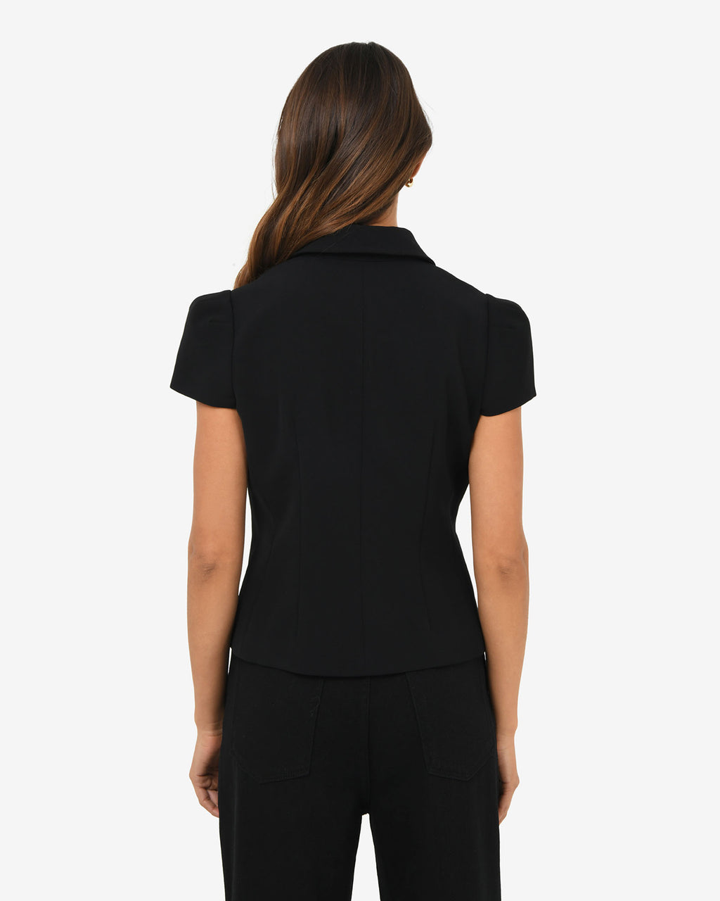 Ace Button Down Jacket in black — back view