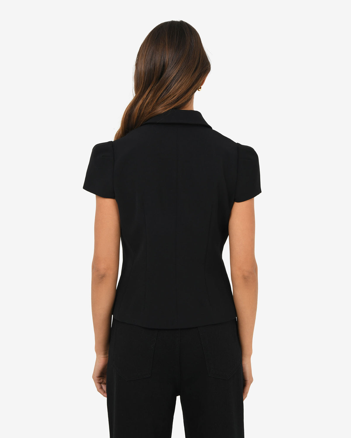 Ace Button Down Jacket in black — back view