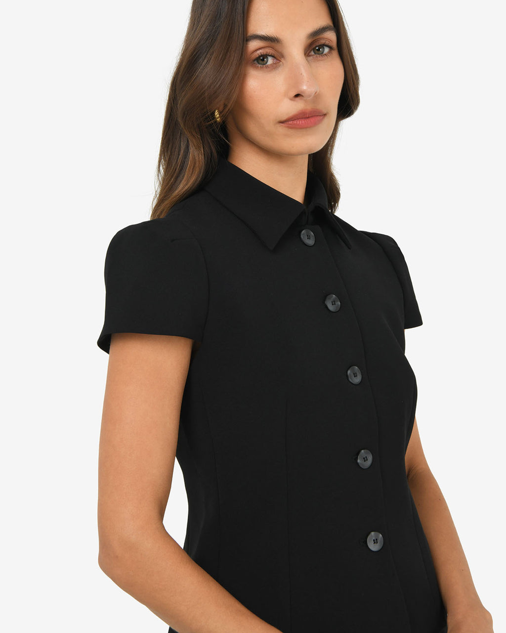 Ace Button Down Jacket in black — side view