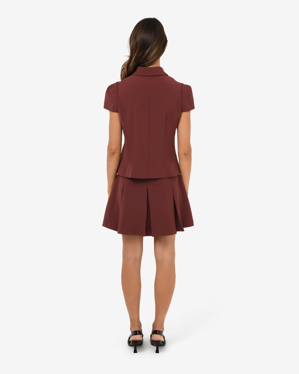 Ace Button Down Jacket in brick — back view