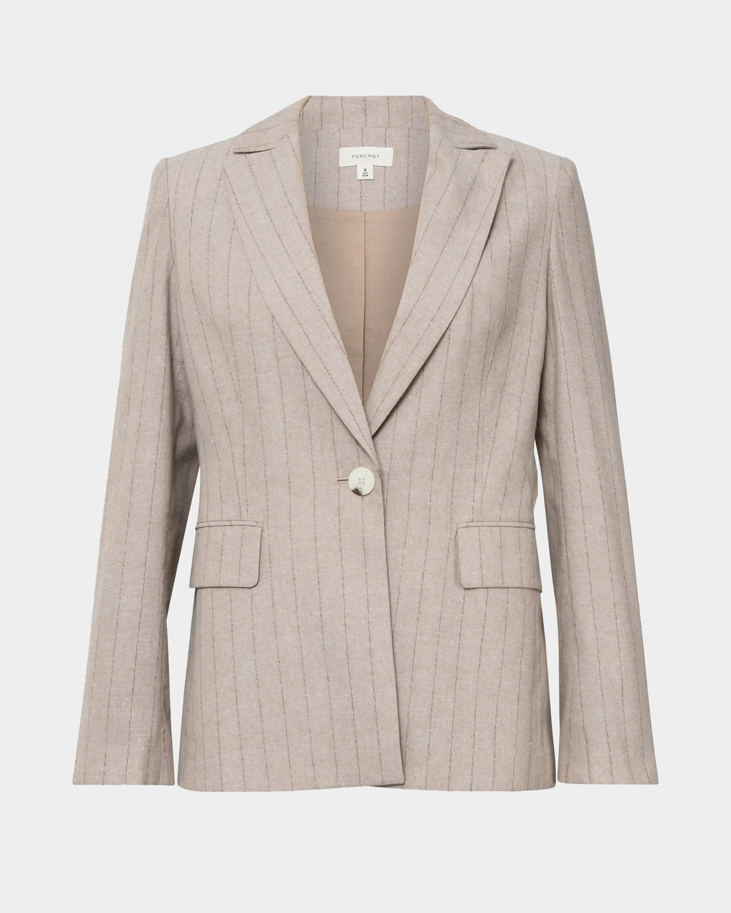 Ria Stripe Cotton Jacket in beige brown — product-only view