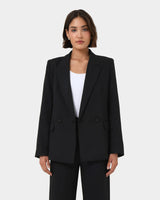 Lexee Double Breasted Blazer in black — close-up view