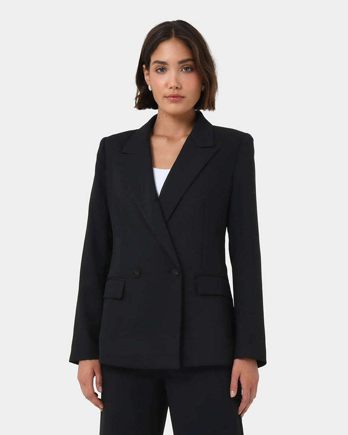 Lexee Double Breasted Blazer in black — close-up view 2