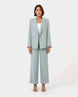 Lexee Double Breasted Blazer in sage — full-length view