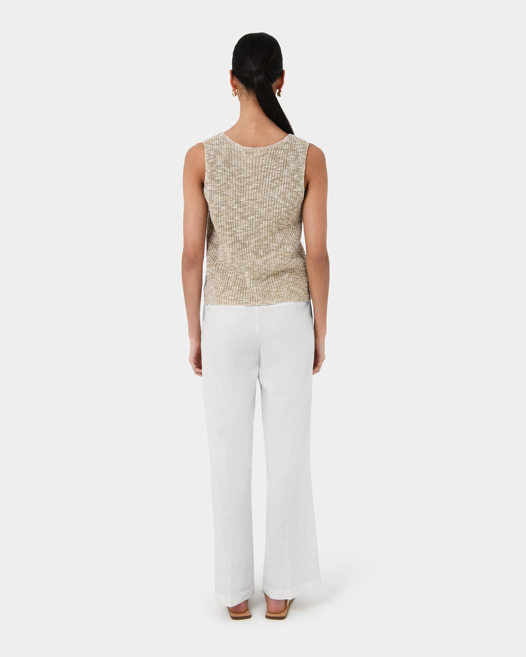 Judith Knit Vest in sand multi — back view
