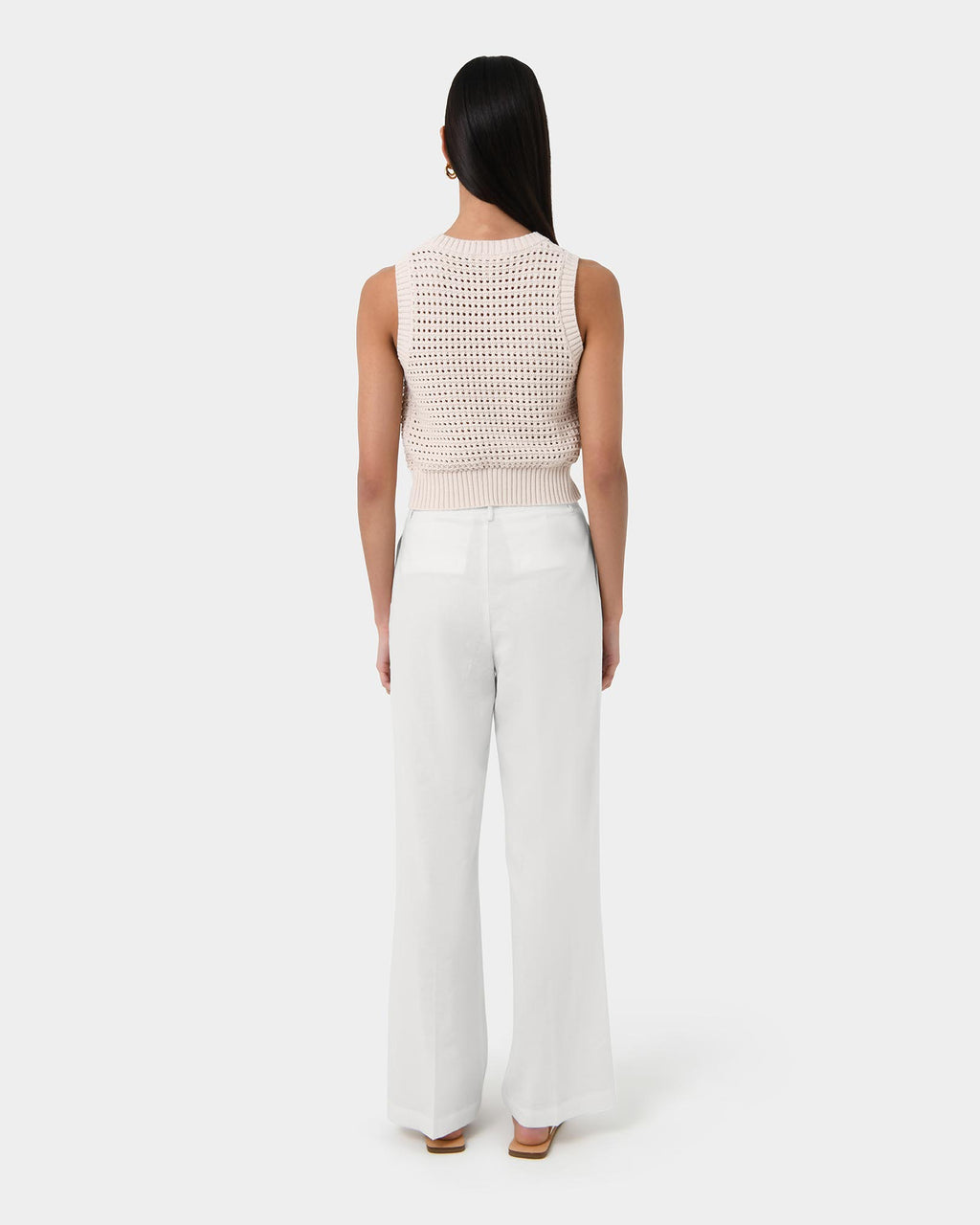Quinta Open Knit Top in beige — view 4