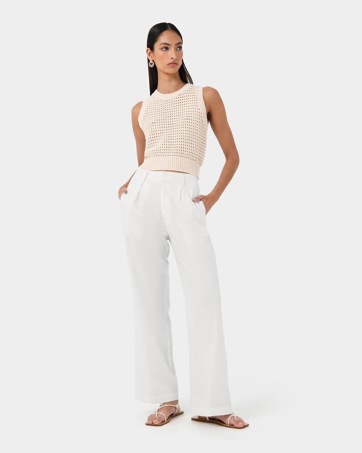 Quinta Open Knit Top — full-length view