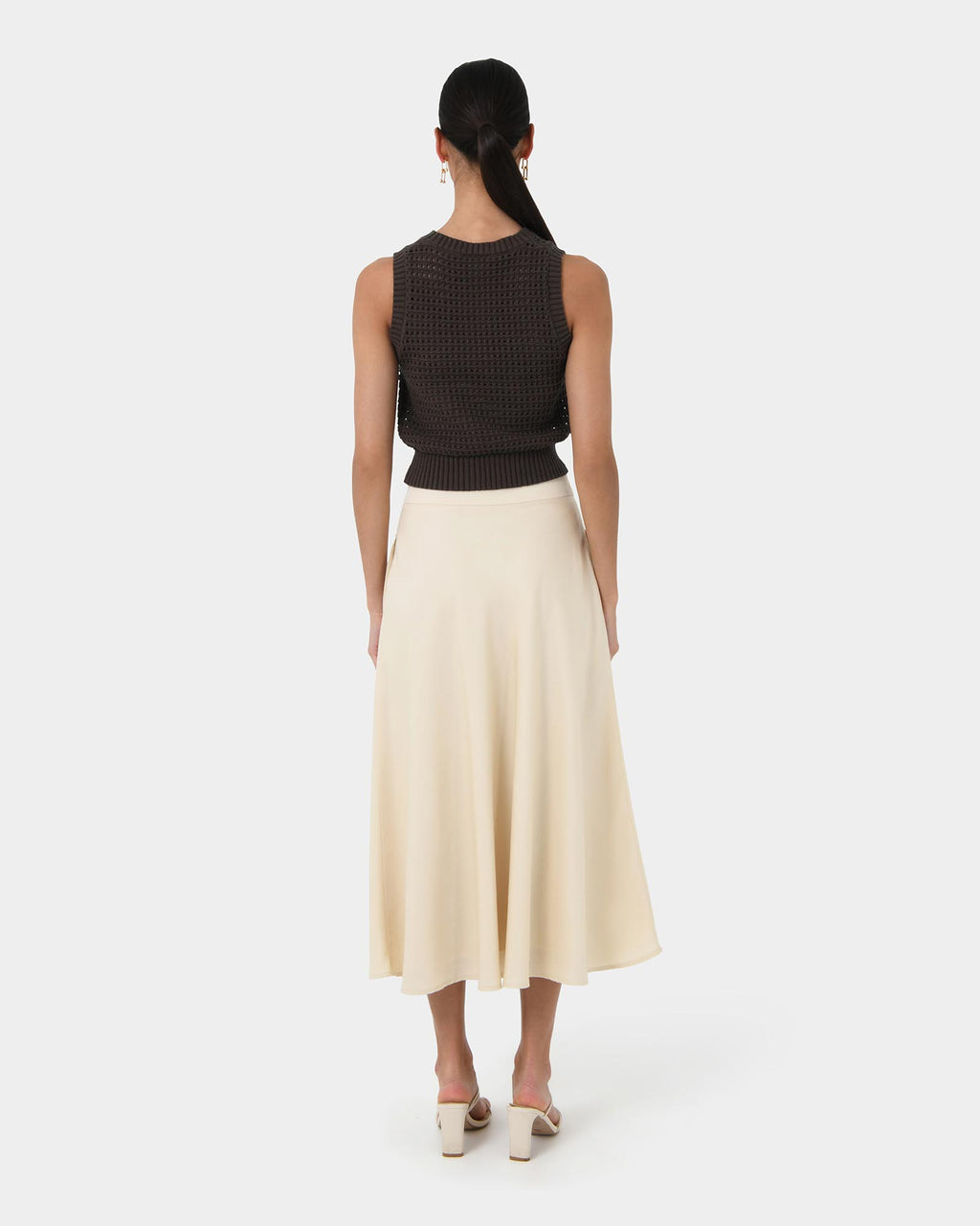Quinta Open Knit Top in chocolate — view 4