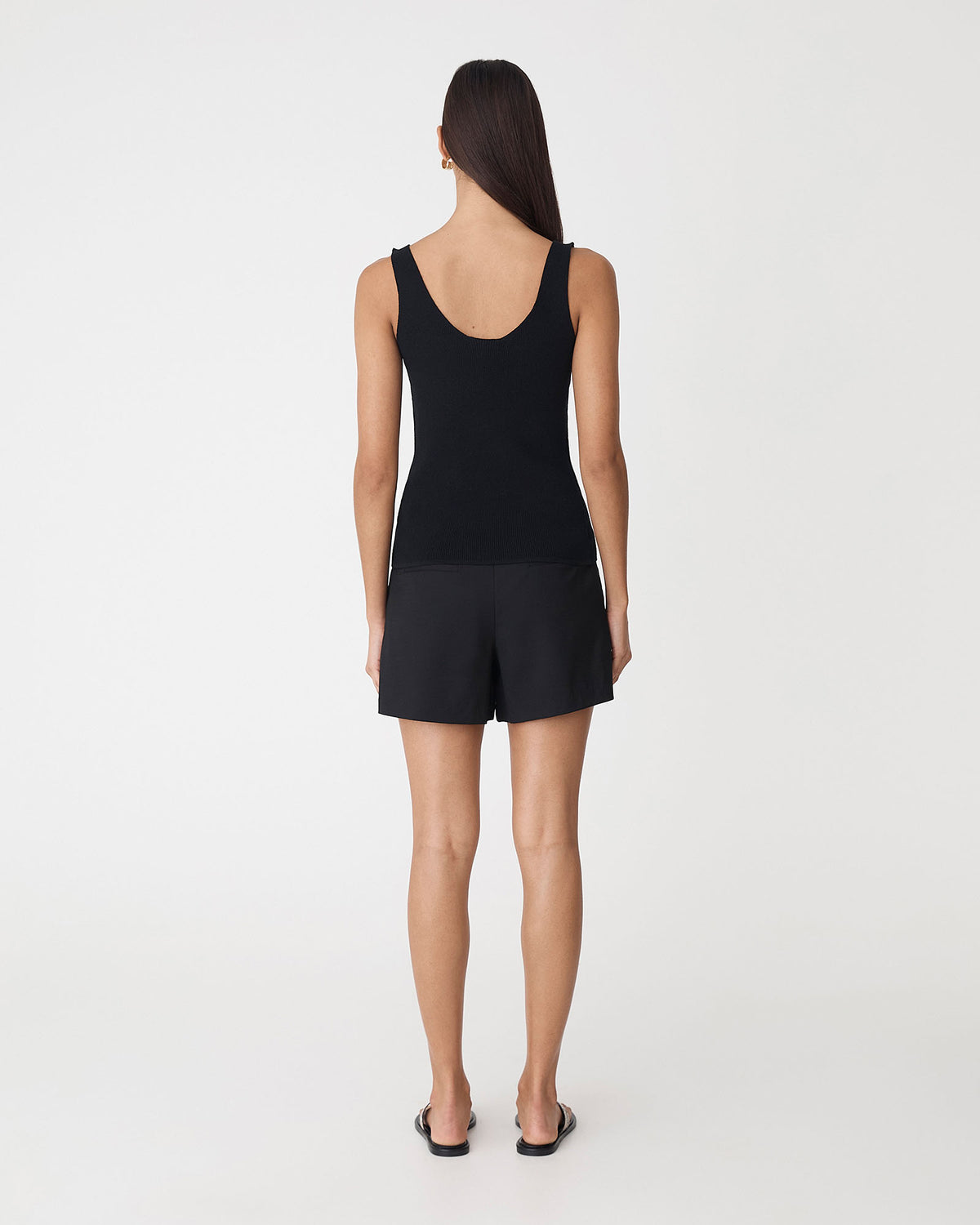 Heidi V-Neck Knit Tank in black — view 5