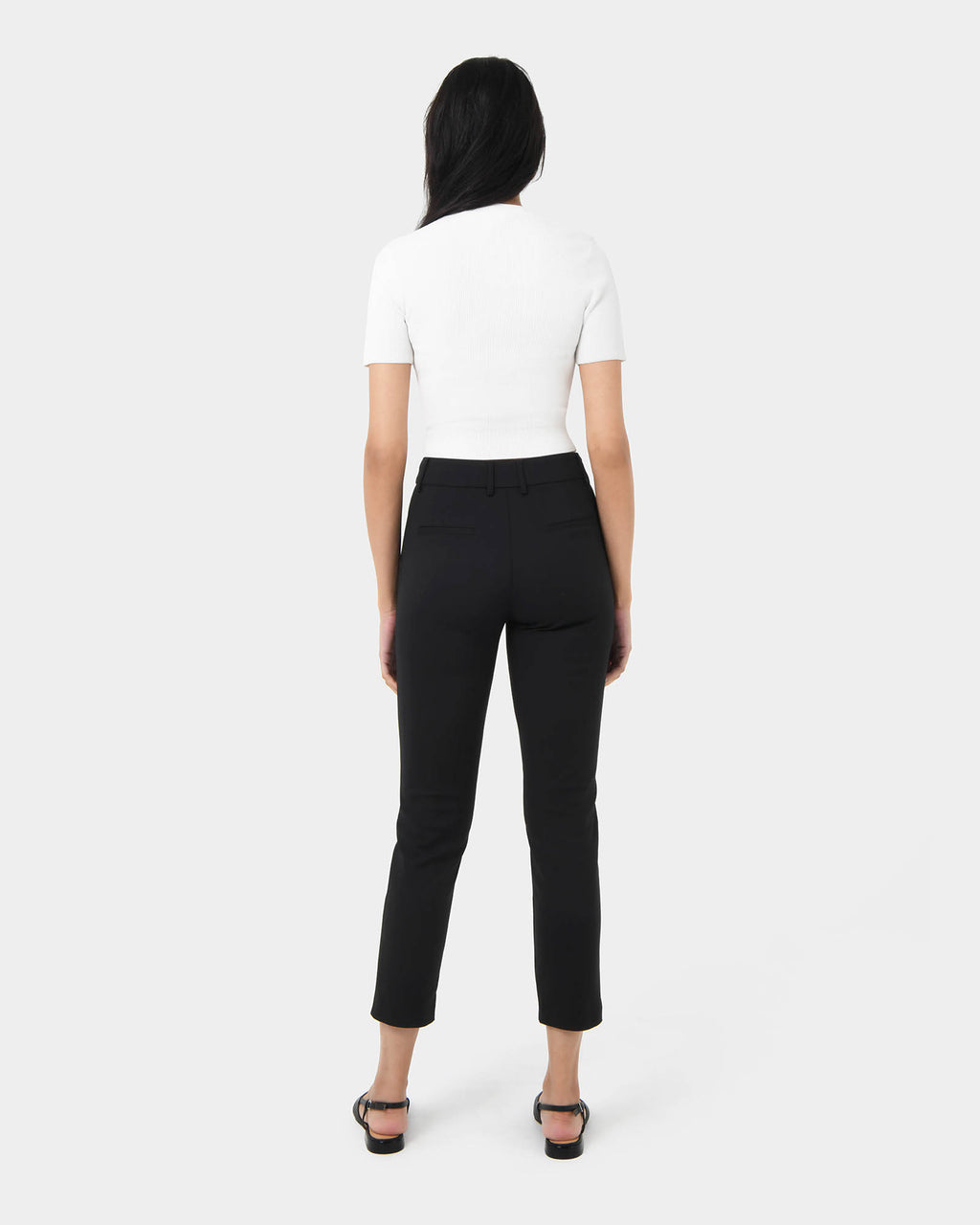 Murphy Crop Knit Top in ivory — back view