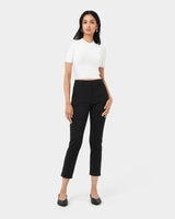Murphy Crop Knit Top in ivory — full-length view