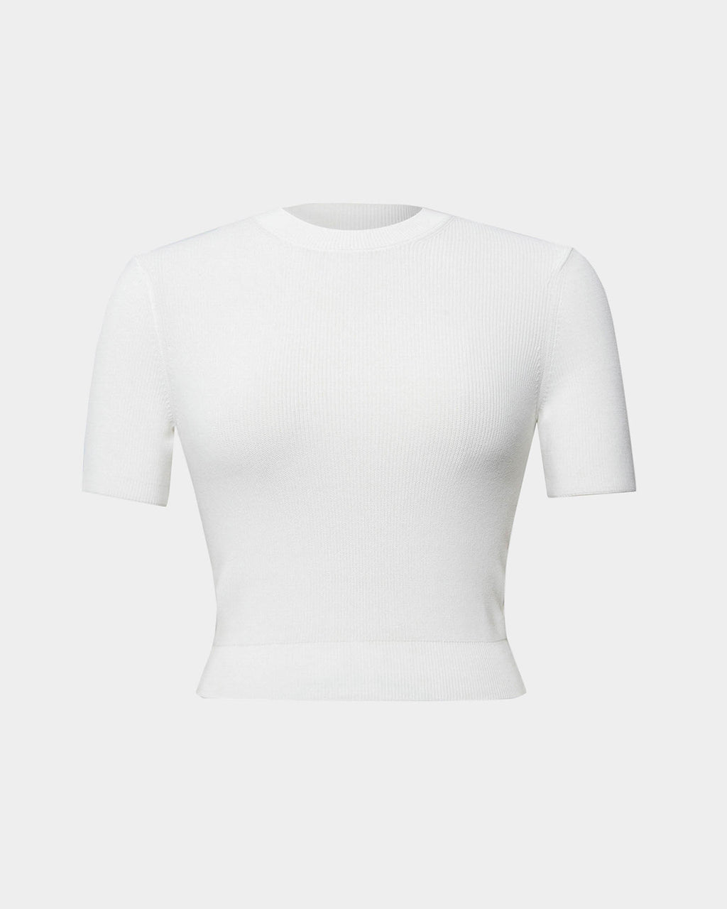Murphy Crop Knit Top in ivory — product-only view