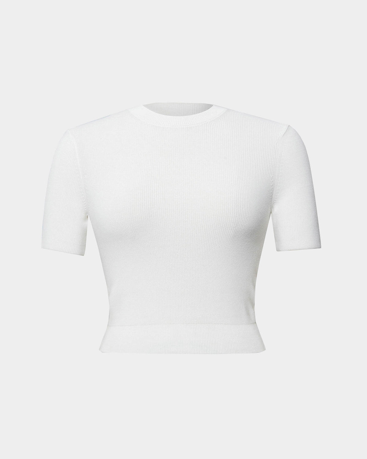 Murphy Crop Knit Top in ivory — product-only view