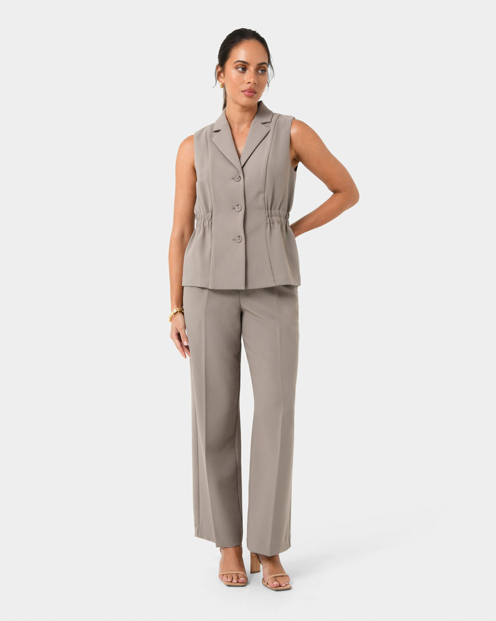 Jordy Relax Pants in stone — full-length view