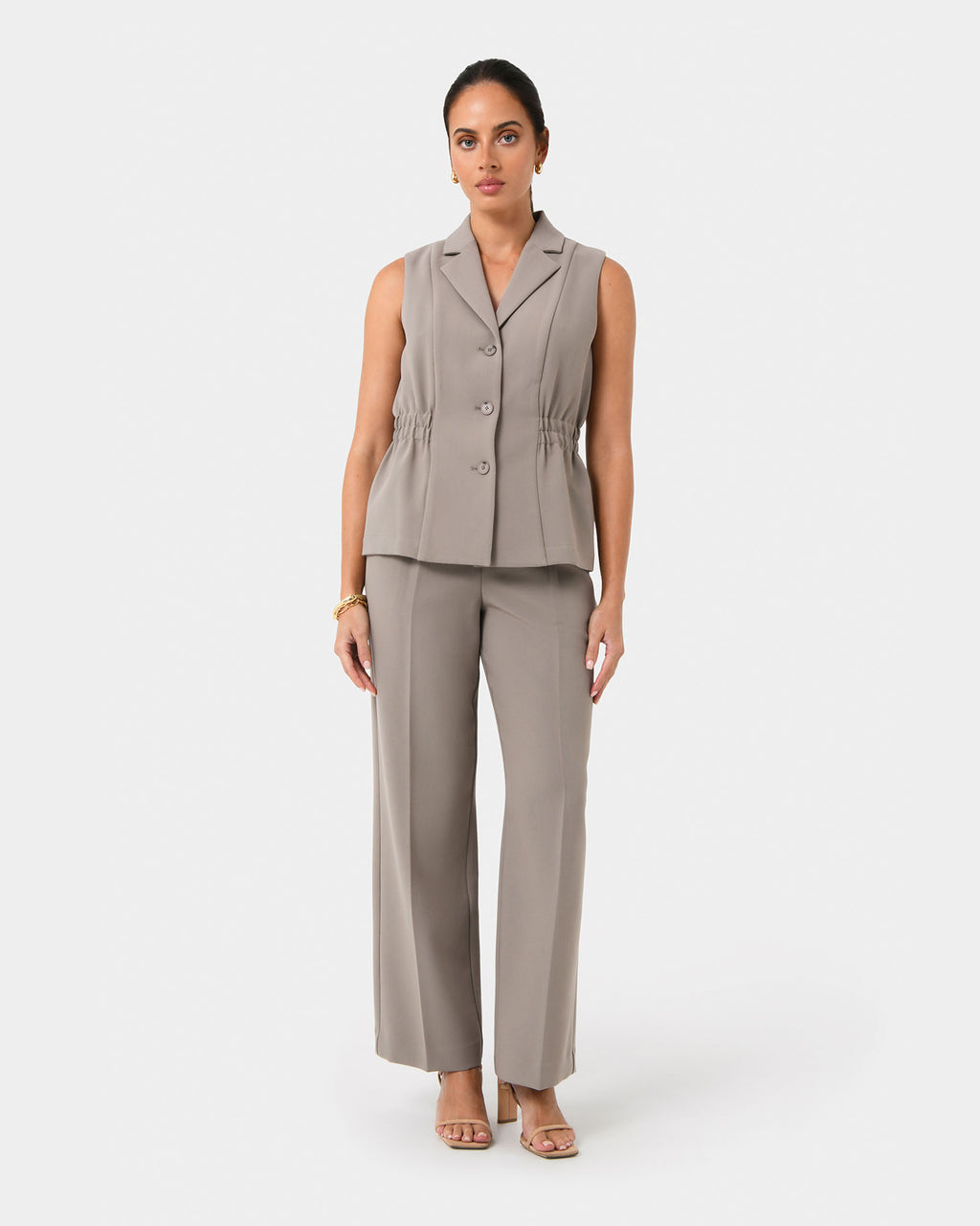 Jordy Relax Pants in stone — full-length view 2
