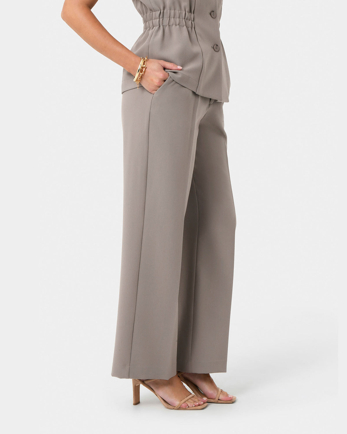 Jordy Relax Pants in stone — side view