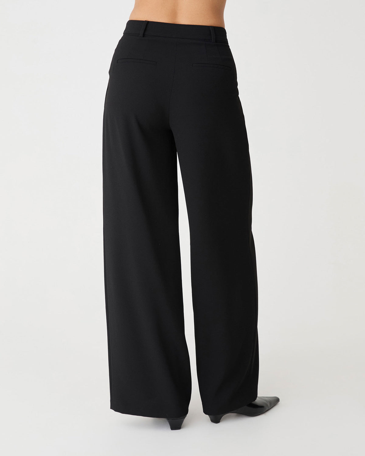 Rumy Wide Leg Tailored Pants in black — back view