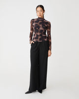 Rumy Wide Leg Tailored Pants in black — full-length view