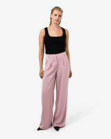 Rumy Wide Leg Tailored Pants in pink — full-length view