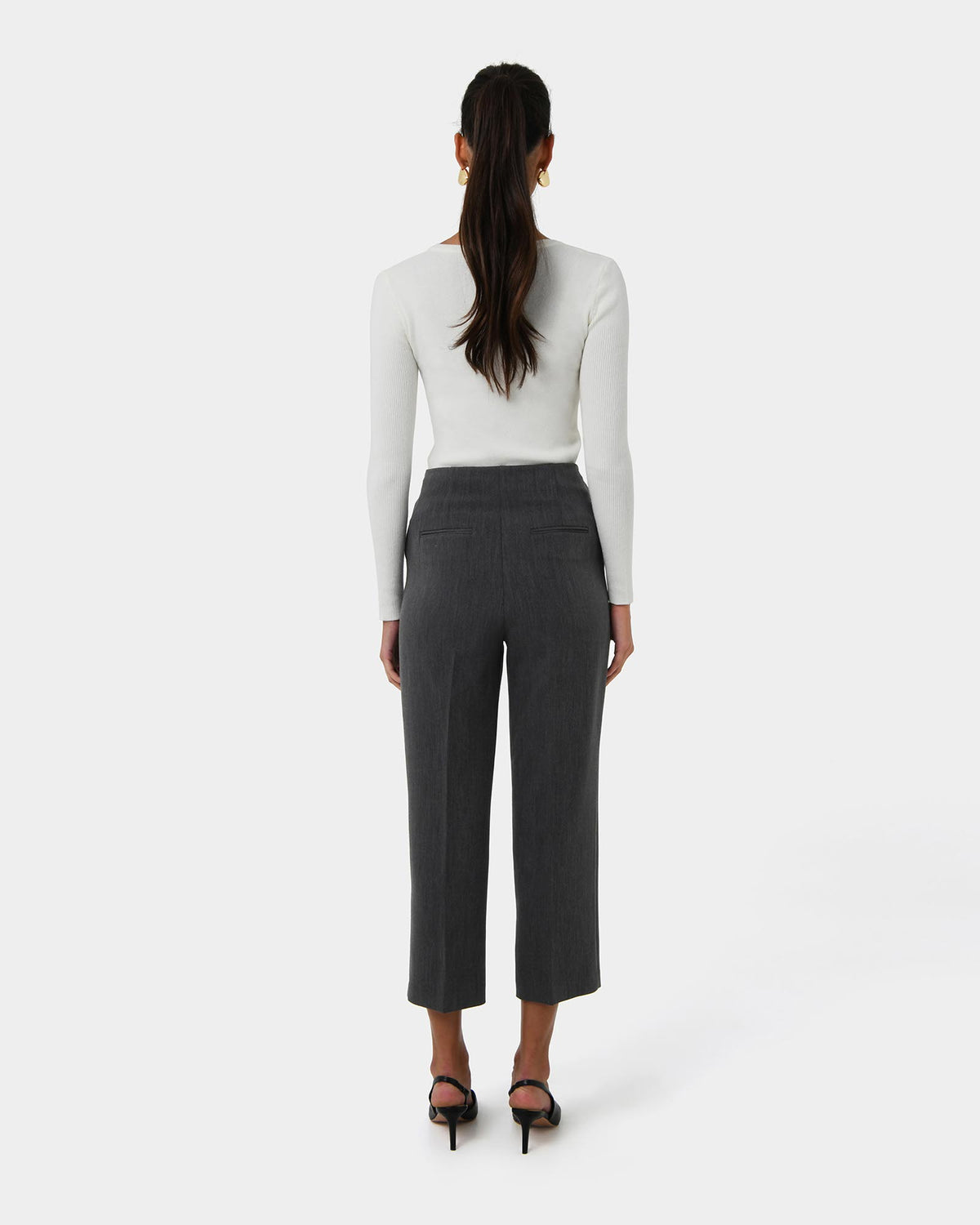 Lee Tailored Crop Pants in slate — back view