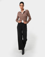 Amera Wide Leg Tailored Pants in black — full-length view