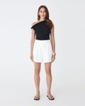 Lexee Pleat Front Short in ivory — full-length view
