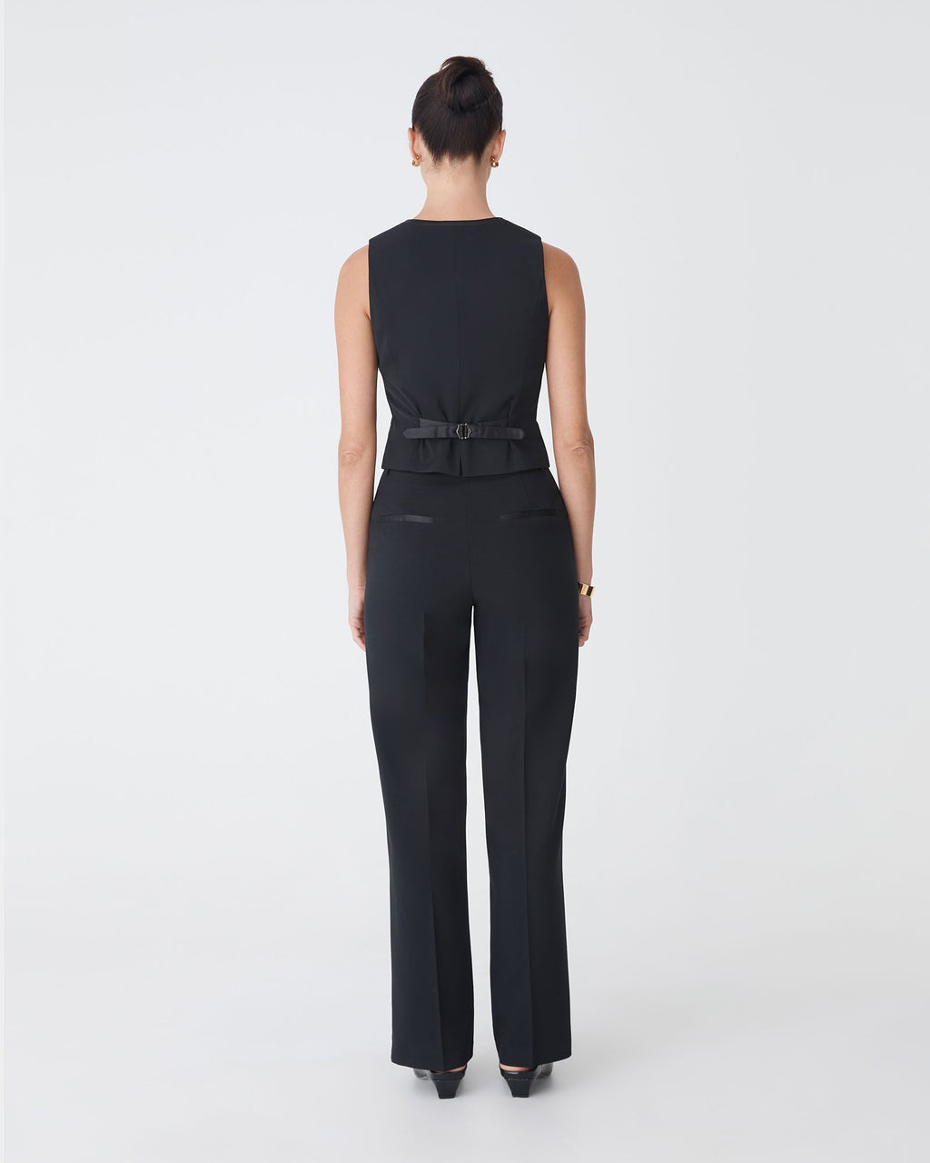 Eve Wide Leg Pants in black — back view