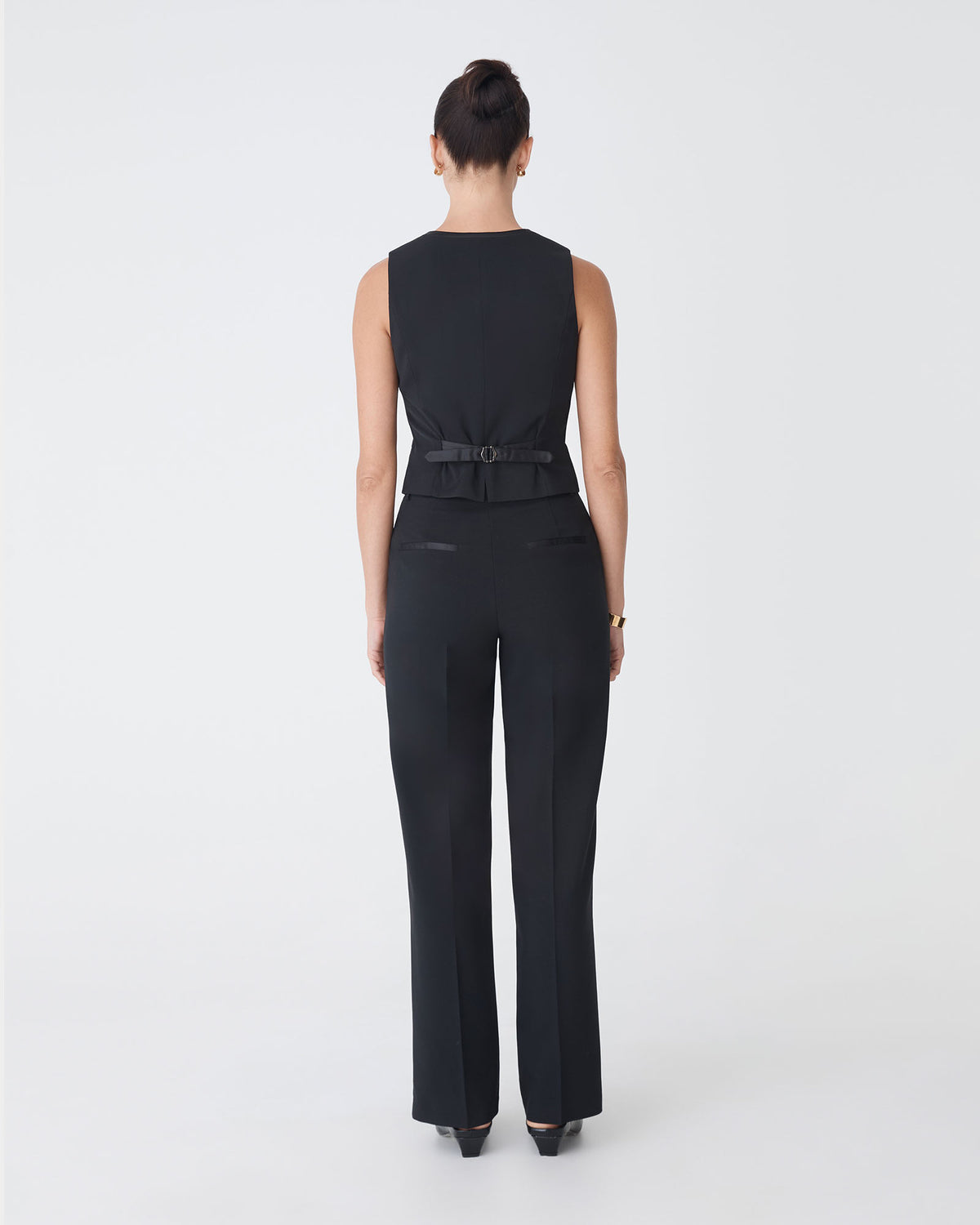 Eve Wide Leg Pants in black — back view