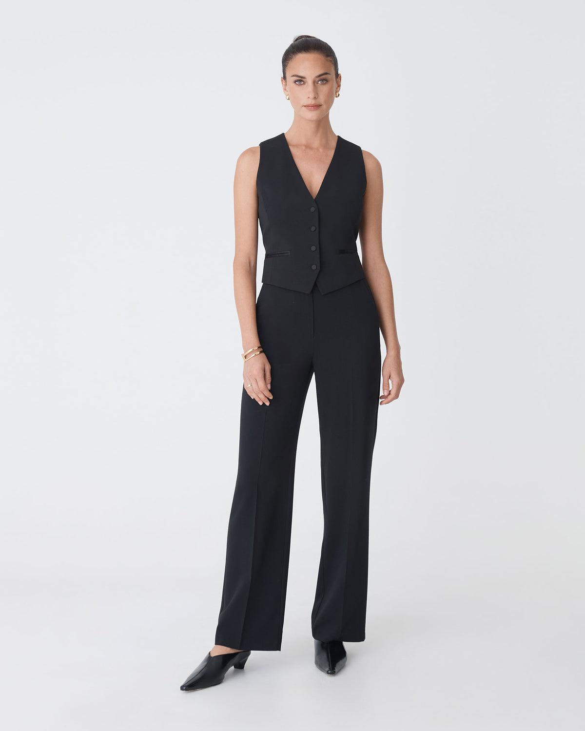 Eve Wide Leg Pants in black — full-length view 2